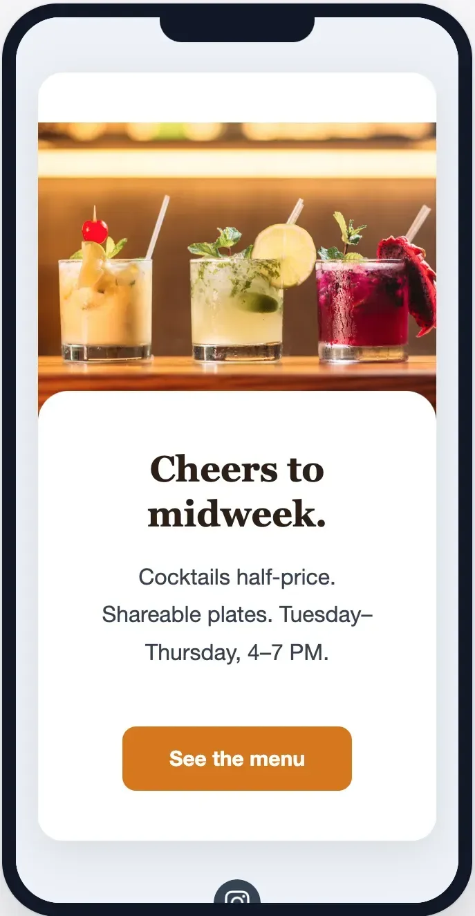 Happy hour promotion email template