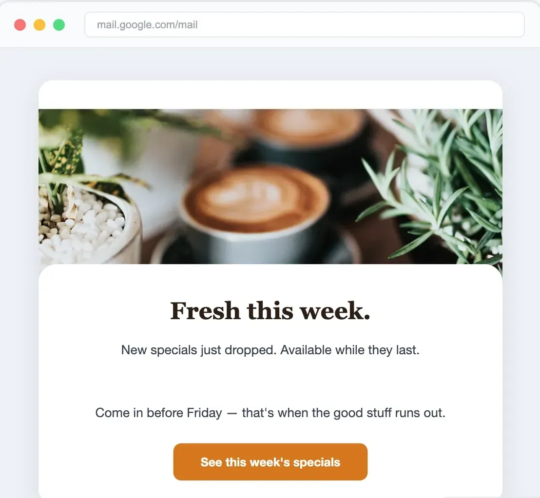 Weekly special email template
